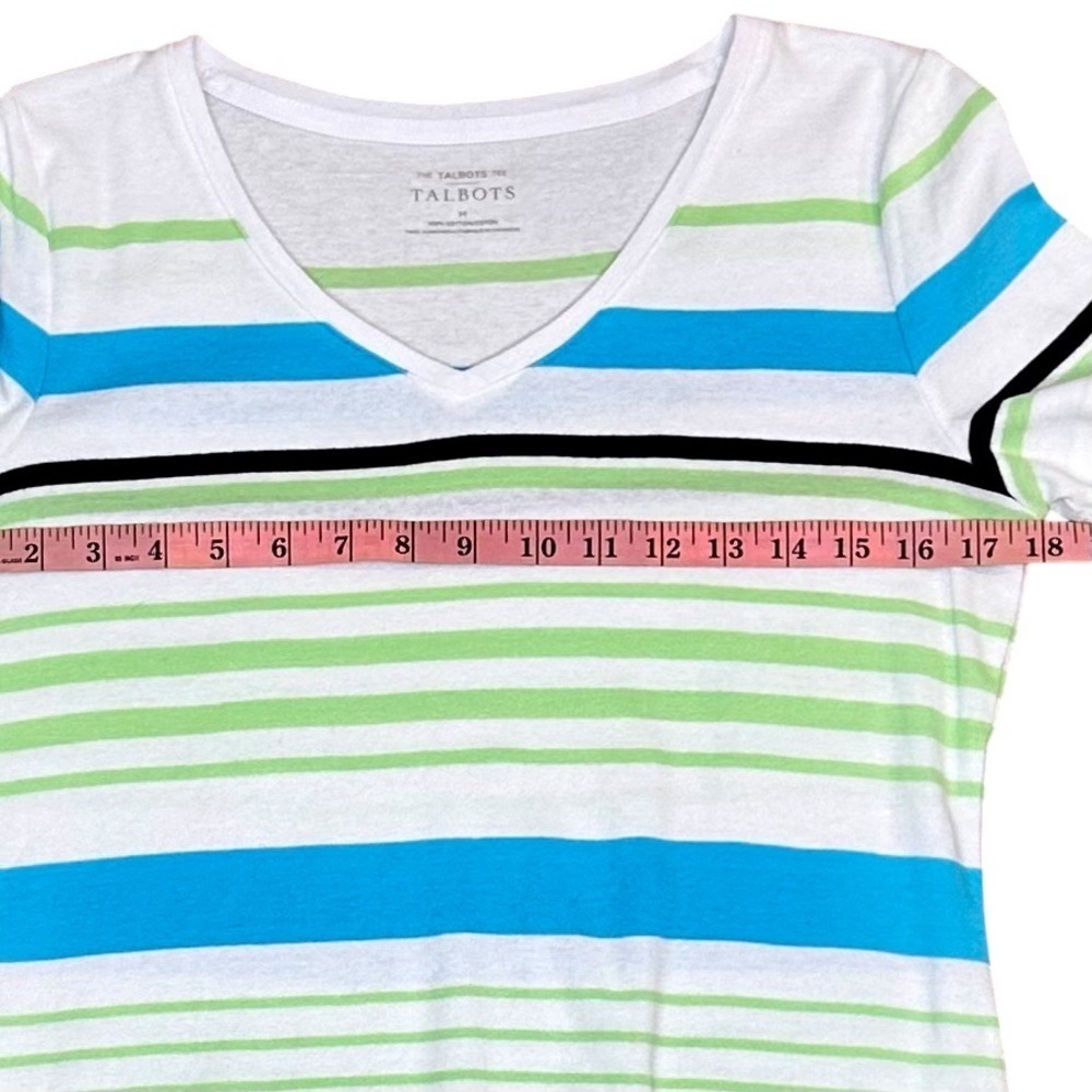 Talbots V-Neck Tee Short Sleeve Stripes Size M - Picture 9 of 10